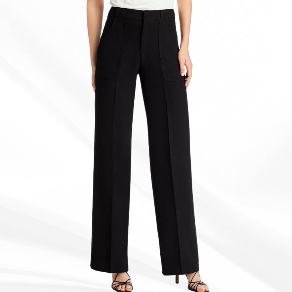 NWT AQUA Bloomingdales Exclusive Wide Leg Pants Black Trousers L